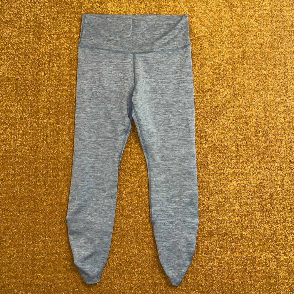 Nike Dri Fit Womens Ruched Leggings Sz L Heathered Light Blue Cropped